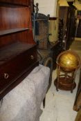 A Stag Minstrel mahogany open bookcase with single drawer, a reproduction Globe drinks cabinet,