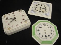 A Jaz French Art Deco ceramic wall clock with Arabic numerals to the dial,