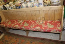 A 19th Century pine pew with panelled back CONDITION REPORTS There has been a repair