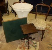 A pair of Edwardian dining chairs together with a folding card table,