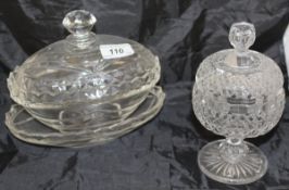 A collection of five various 19th Century and later cut glass sweetmeat dishes and covers,