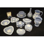 A collection of Wedgwood "Blue Jasper" wares,