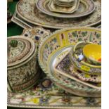 Various Portuguese hand painted decorative plates, dishes, bowls, inkwell,