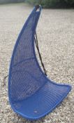 A Modern Blue wicker hammock chair