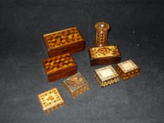 A Victorian Tunbridge ware octagonal cylindrical thread box,