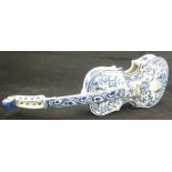 A Delft blue and white pottery "Violin" vase with all over scrolling foliate and floral decoration