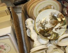 Two boxes of various china wares to include collector's plates,