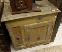An early 20th Century painted simulated oak ice box/refrigerator
