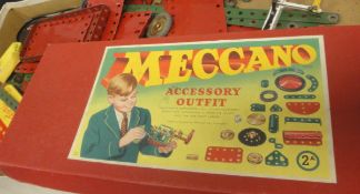 A box of various chinawares, plated wares, small quantity of Meccano,