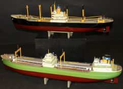 Two hand built to scale ship builder models believed to be from the "Yokohama Shipyard",