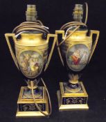 A pair of 19th Century Vienna porcelain blue and gilt decorated vases of classical design,