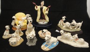 A Royal Doulton Disney's 101 Dalmatians figure set including "Cruella de Vil", "Perdita",