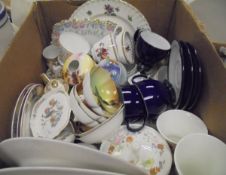 Five boxes of various chinawares to include Wedgwood Jasper Wares, Wedgwood Kimono dinner wares,