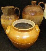 A 19th Century salt glazed stone ware flagon,