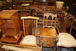 A 19th Century mahogany carver chair with carved and pierced back splat,