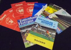 A box of various football programmes including Millwall, Tottenham Hotspur, Arsenal, Everton,