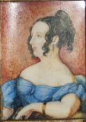19TH CENTURY ENGLISH SCHOOL "Mrs Charles", study of lady seated in blue dress,