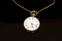 A 9 carat gold pocket watch, the enamel dial marked "J.W.