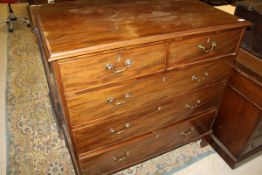 A 19th Century mahogany chest of two short over three long drawers to bracket feet