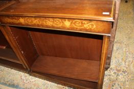 A pair of 20th Century mahogany and inlaid open bookcases,