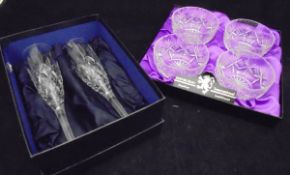 A set of six Blenheim hand cut Italian lead crystal wine glass, various cut glass drinking glasses,