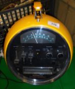 A Prinz Sound stereo module yellow plastic cased globular radio/Super 8 track cassette player,