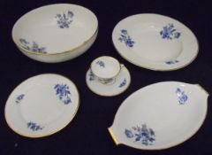 A Rosenthal Aida blue and white floral and gilt decorated part dinner service