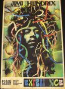 A framed and glazed reproduction Jimi Hendrix Merchandise poster "15.1.