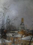 SERGEI ALEXANDROVICH GAVRILIACHENKO (20th Century) "Restoration of the Church of Sergei Radonezh",