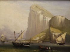19TH CENTURY ENGLISH SCHOOL "The Rock of Gibraltar's north front cliff face from bayside",