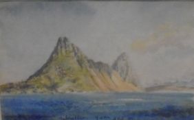 F M THRUPP "Gibraltar", a study with goats in foreground, signed and dated 8.12 bottom right, 23.