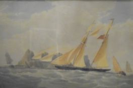 STEPHEN DADD SKILLETT (1817-1866) "Two masted gaff rigged schooner off the coast of Gibraltar",