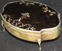 A George V silver dressing table box of shaped form,
