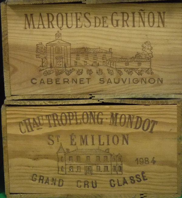 Seven vintage wine crates