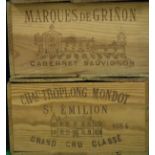 Seven vintage wine crates