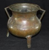 An 18th Century continental European bronze censer of cauldron form,