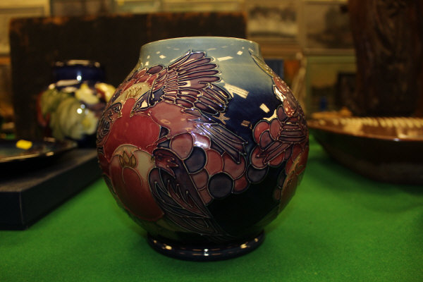 A 20th Century Moorcroft "Blue Finches" vase of ovoid form, designed by Sally Tuffin, - Image 4 of 8