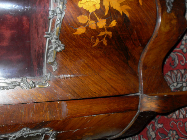 A 19th Century mahogany and inlaid Vitrine of shaped form with applied brass decoration, - Image 9 of 18