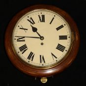A 19th Century circular oak cased wall dial with fusée movement and Roman numerals to the circular