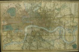 AFTER J CROSS "Cross's New Plan of London. 1836", sectional map, mounted on canvas, 64.