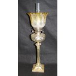 An Edwardian silver and cut glass table oil lamp by Goldsmiths & Silversmiths Company, Sheffield,