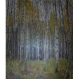 A P BELIKH (20th Century) "Copse 1982", a study of silver birch, autumn, oil on canvas,
