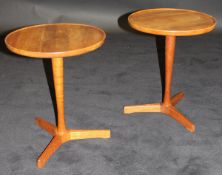 A pair of Danish teak circular occasional tables,