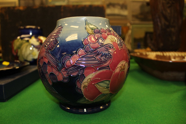 A 20th Century Moorcroft "Blue Finches" vase of ovoid form, designed by Sally Tuffin, - Image 3 of 8