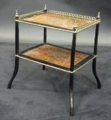 A 19th Century boulle work two tier étagère side table with three-quarter brass galleried top on