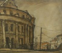 20TH CENTURY RUSSIAN SCHOOL "Buildings and street studies", a collection of seven by the same hand,