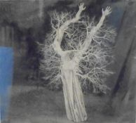 20TH CENTURY RUSSIAN SCHOOL "Tree with hands held aloft to the skies", black and white etching,