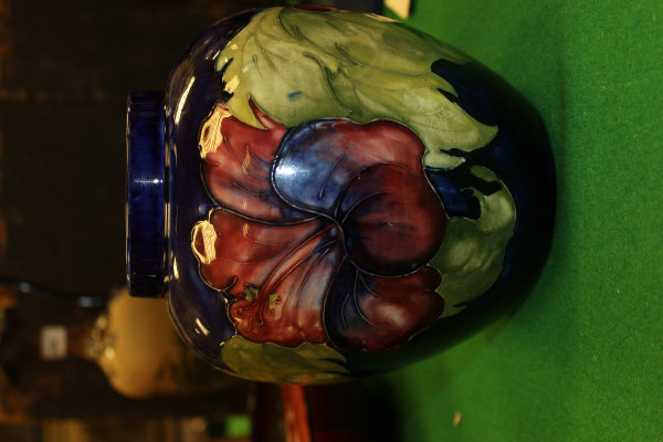 A 20th Century Moorcroft ginger jar of ovoid form decorated with pansies on a cobalt blue ground, - Image 4 of 15