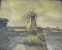 RAOUL MILLAIS (1901-1999) "The mill", study of a windmill with figures on path in foreground,