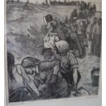 20TH CENTURY RUSSIAN SCHOOL "Workers 1941", study of a working party with women in the foreground,